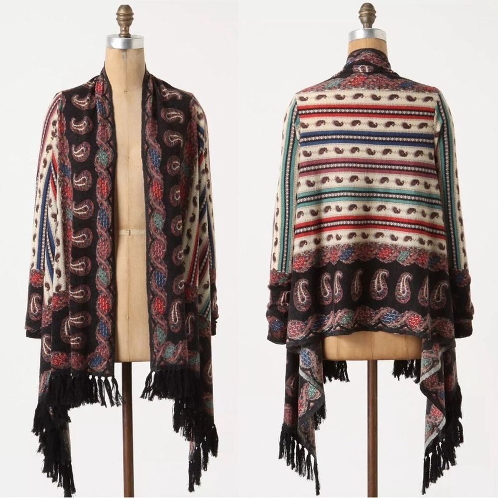 Anthropologie Guinevere‎ Vinalhaven Cardigan Merino Wool Paisley Women’s Medium